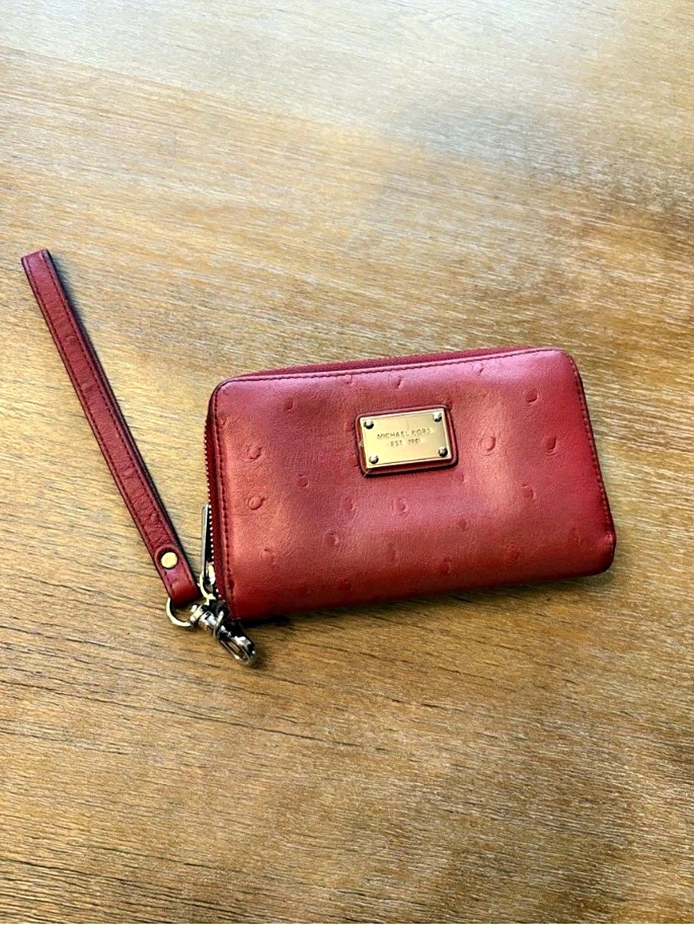Michael Kors Red Zip Wristlet Wallet
